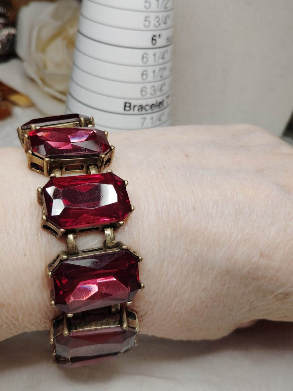 Chloe + Isabel Wine‑Red Rhinestone Bracelet - Picture 10 of 12
